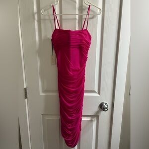 Babaton Strapless Fuchsia Dress